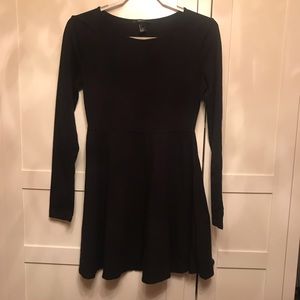 Black Long Sleeve Skater Dress